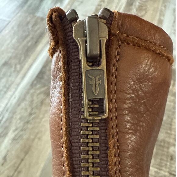 Frye Leather Harness Boots Tabitha Ankle Height Back Zip Size 7.5 Cognac Western - Picture 12 of 12